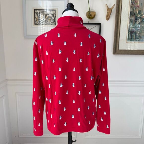 Vintage Telluride Clothing Co Red Embroidered Snowman Turtleneck Cotton L - Picture 4 of 7